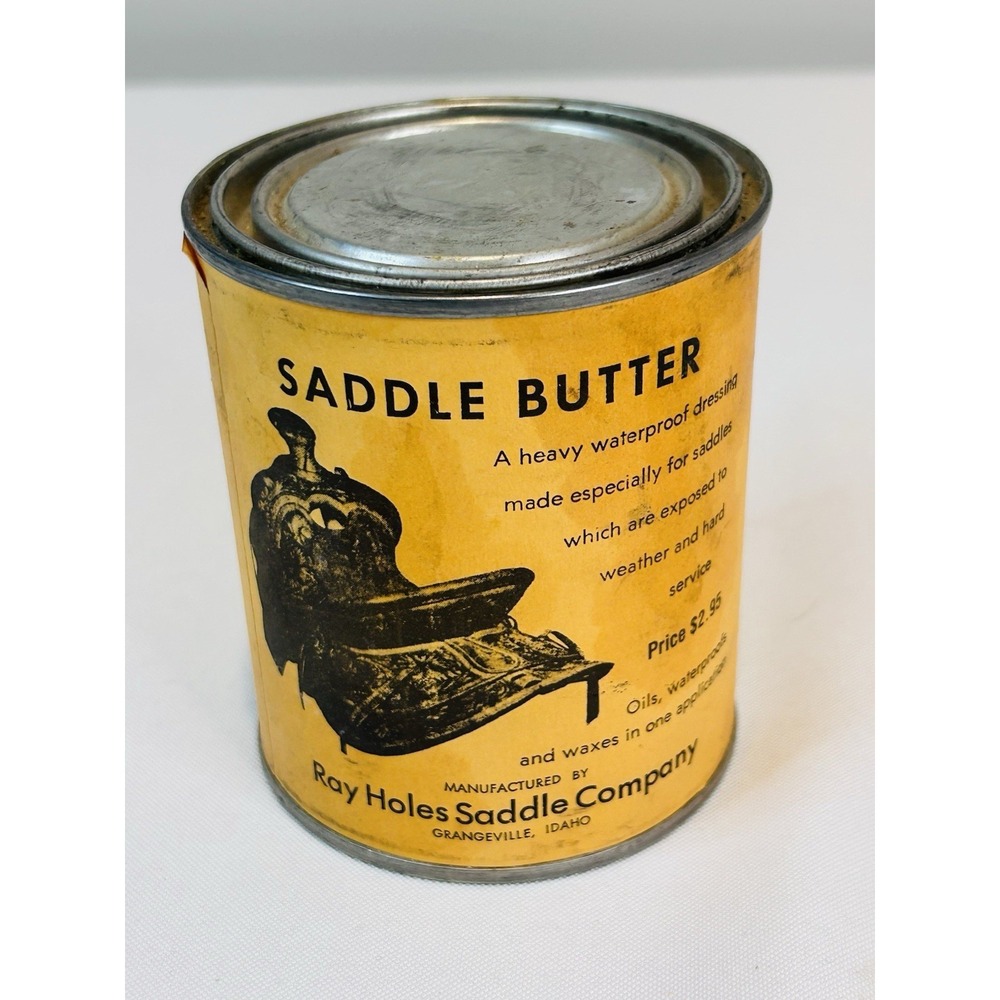 Vintage Ray Holes Saddle Butter Can Leather Care Decor Grangeville Idaho